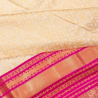 Kanchipuram Silk Brocade Cream Saree