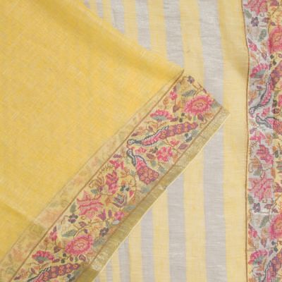 Pure Organic Linen Blue Handloom Sarees Online Shopping India & USA – Sunasa