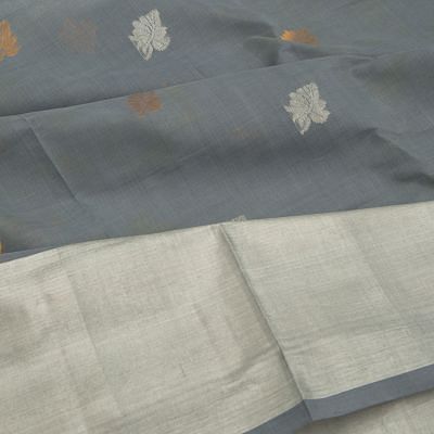 Venkatagiri Cotton Butta Elephant Grey Saree