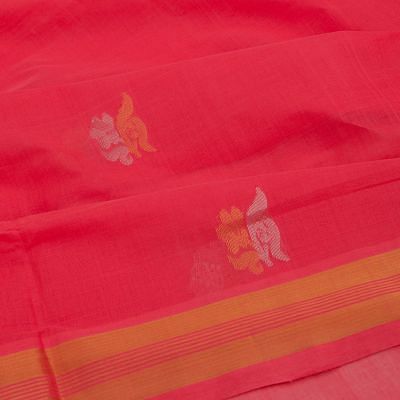 Venkatagiri Cotton Butta Redish Pink Saree