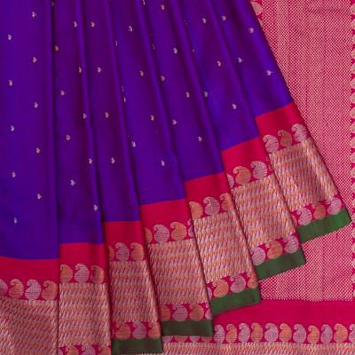 Gadwal Raw Silk Butta Violet Saree