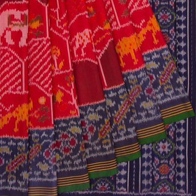 Semi Patan Patola Silk Ikat Red Saree