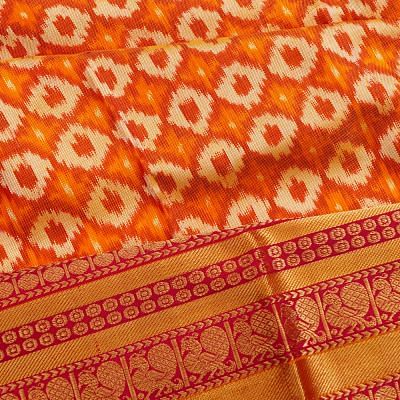 Kanchipuram Silk Ikat Orange Saree