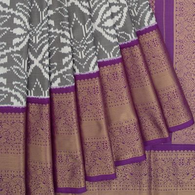 Kanchipuram Silk Ikat White And Grey Saree