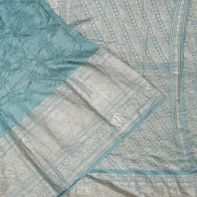 Kanchipuram Silk Bandhani Turquoise Blue Saree