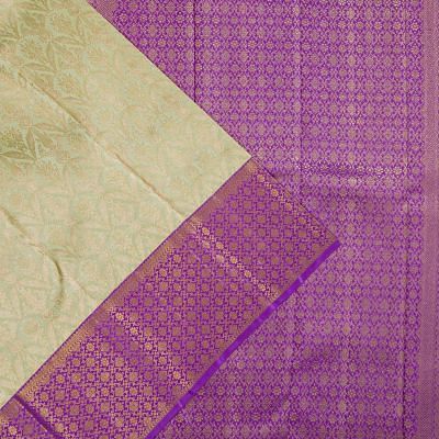 Kanchipuram Silk Tissue Brocade Pista Green Saree