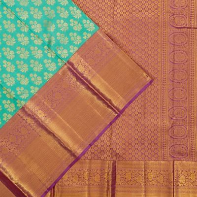 Kanchipuram Silk Brocade Sea Green Saree