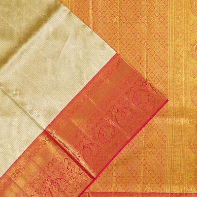 Kanchipuram Silk Tissue Zig Zag Lines Gold Saree