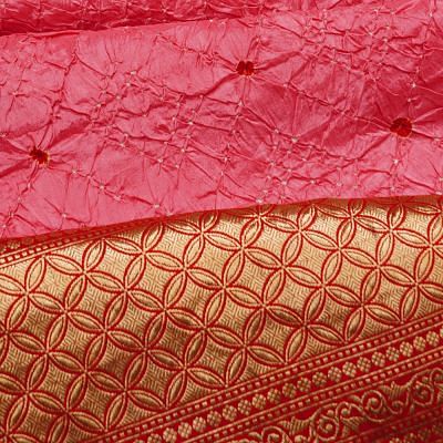 Kanchipuram Silk Bandhani Pink Saree