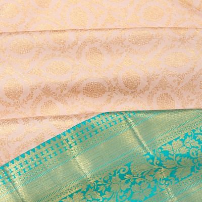 Kanchipuram Silk Brocade Cream Saree