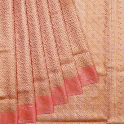 Kanchipuram Silk Tissue Criss Cross Checks And Butta Mustard Yellow Saree