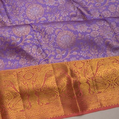 Kanchipuram Silk Jaal Lavender Saree