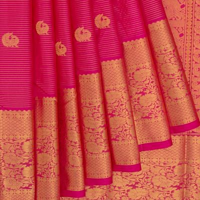 Taranga Kanchi Silk Horizontal Lines Pink Saree