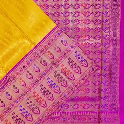 Kanchipuram Silk Tissue Brocade Yellow Saree