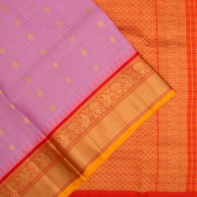 Gadwal Cotton Silk Horizontal Lines And Butta Lavender Saree