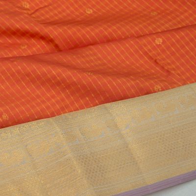Taranga Kanchi Silk Checks And Butta Orange Saree