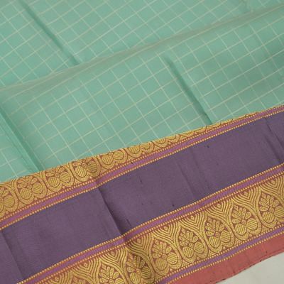 Kanchipuram Silk Checks Sea Green Saree