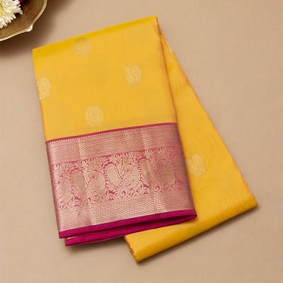 Kanchipuram Silk Butta Yellow Saree