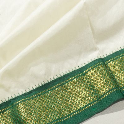 Kanchipuram Silk Plain White Dhoti With Kanduva