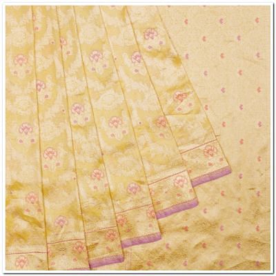 Banarasi Silk Tissue Kadwa Jaal Yellow Saree