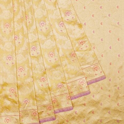 Banarasi Silk Tissue Kadwa Jaal Yellow Saree