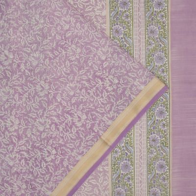 Chanderi Cotton Printed Lavender Saree