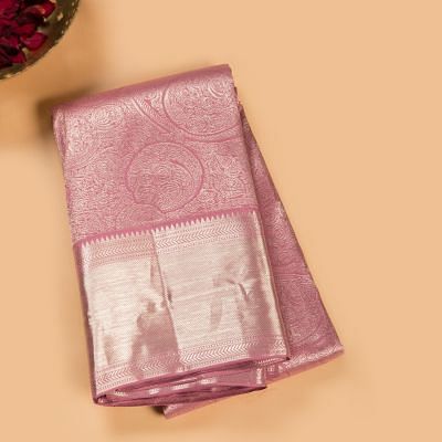 Taranga Kanchi Silk Geometrical Brocade Pink Saree