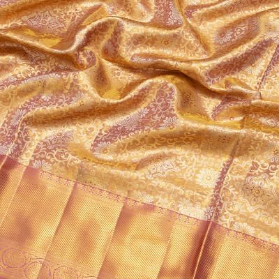 Kanchipuram Silk Tissue Brocade Pink Saree