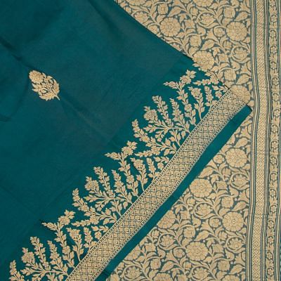 Banarasi Katan Silk Butta Teal Blue Saree