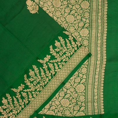 Banarasi Katan Silk Butta Green Saree