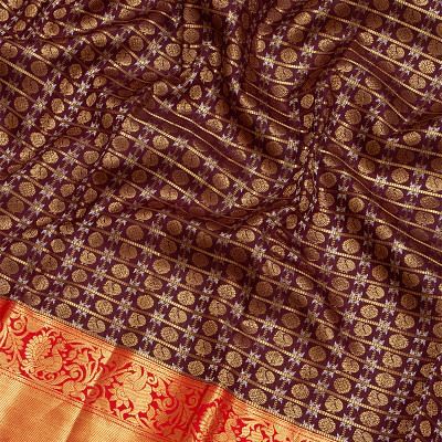 Kanchipuram Silk Checks Choco Brown Saree