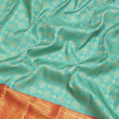 Kanchipuram Silk Brocade Sea Green Saree