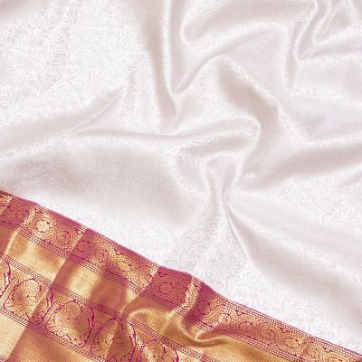 Kanchipuram Silk Brocade White Saree