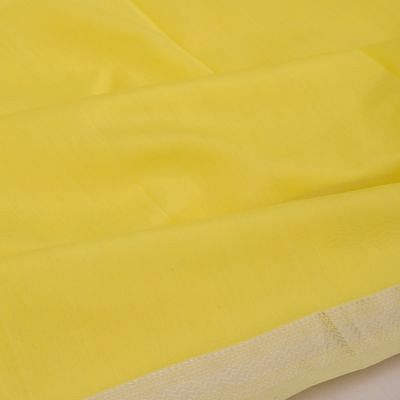 Maheswari Cotton Plain Lemon Yellow Saree