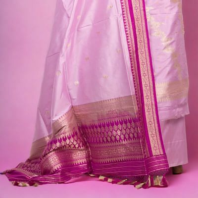 Banarasi Silk Jaal Lavender Salwar Suit Set