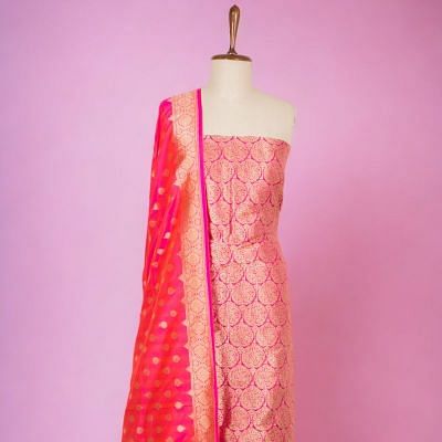 Banarasi Silk Brocade Purple Salwar Suit Set