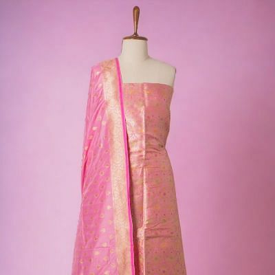 Banarasi Silk Brocade Pink Salwar Suit Set