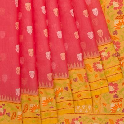 Banarasi Kora Organza Butta Pink Saree