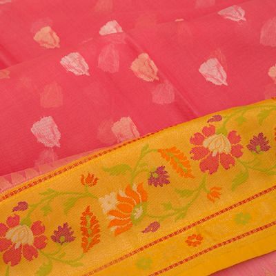 Banarasi Kora Organza Butta Pink Saree