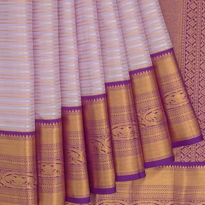 Pure Kanchipuram Silk Saree - Sunshine Yellow with Deep Purple - SHSA110 -  Tuhil