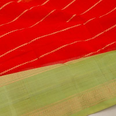 Chettinad Cotton Horizontal Lines Red Saree