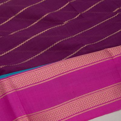 Chettinad Cotton Horizontal Lines Purple Saree