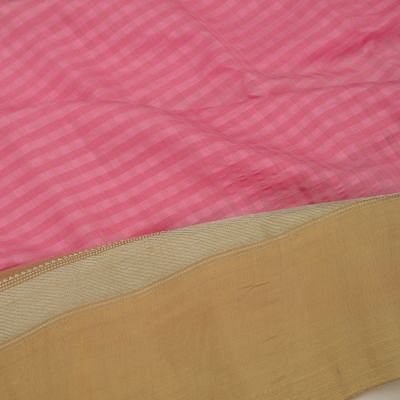 Gadwal Cotton Silk Checks Baby Pink Saree