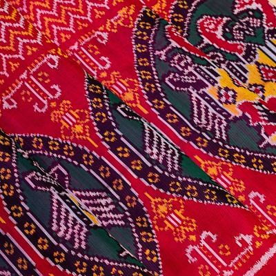 Semi Patan Patola Silk Ikat Red Saree