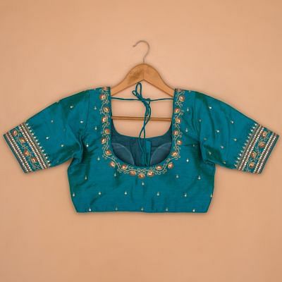 Tussar Readymade Padded Blue Blouse