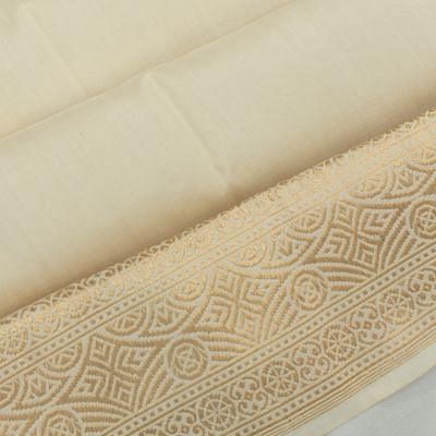 Banarasi Silk Plain Cream Dhoti With Kurtha And Kanduva