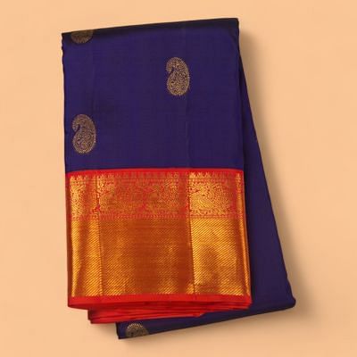 Kanchipuram Silk Butta Royal Blue Saree