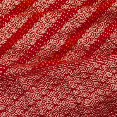 Banarasi Georgette Bandhani Leheriya Jaal Red Saree