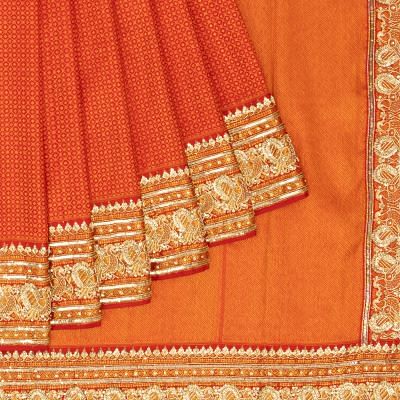 Kanchipuram Silk Brocade Red Saree With Zardosi Work Border