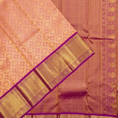 Kanchipuram Silk Brocade Peach Saree